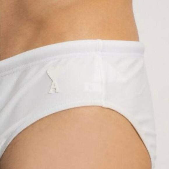 AMI Paris Alexandre Mattiussi White Ami de Coeur Swim Briefs in white size M - Picture 2 of 9